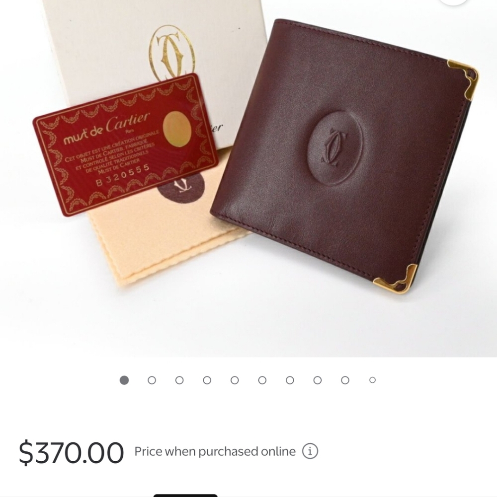 Cartier Dark Brown Leather Card Holder with Gold Corners - Picture 9 of 10